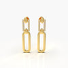 Gold Paperclip Drop Earrings with Diamonds