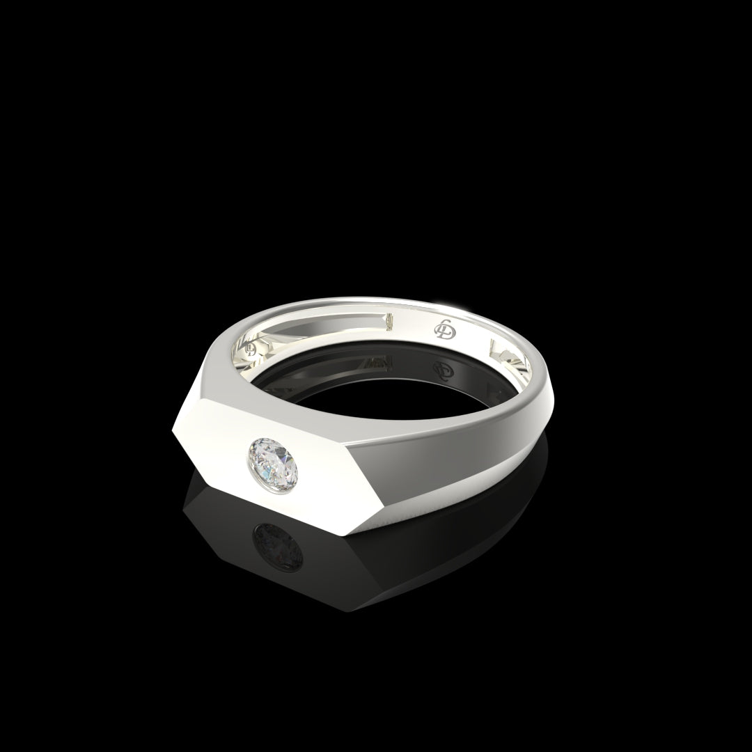 Men Silver Lab Grown Diamond Ring