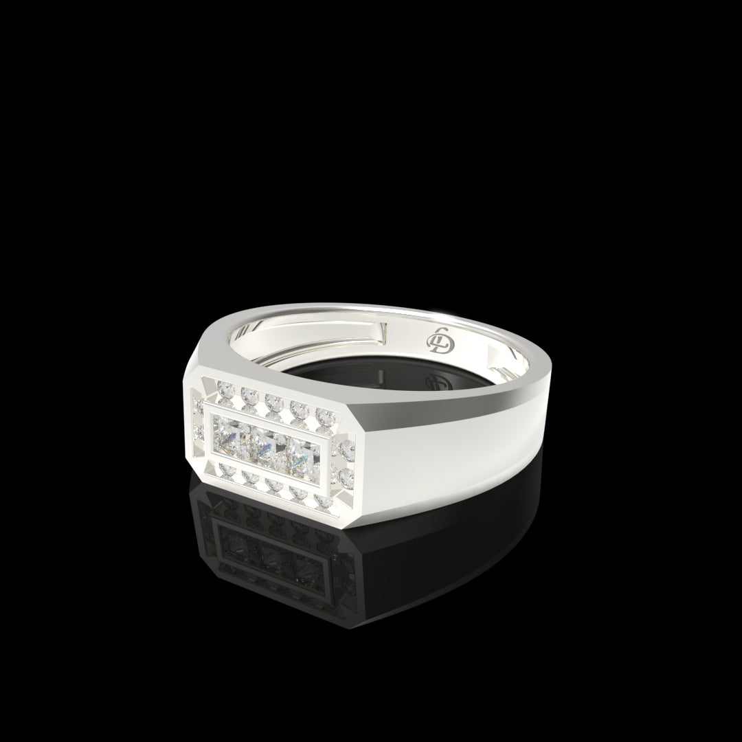 Men Silver Lab Grown Diamond Ring