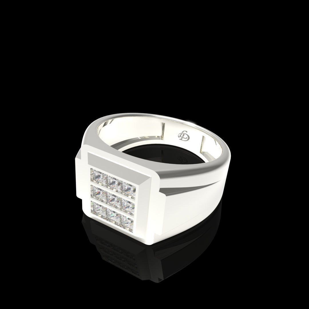 Men Silver Lab Grown Diamond Ring