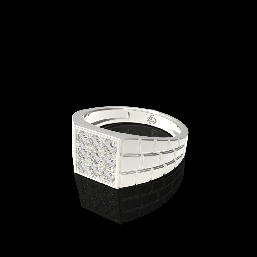 Men Silver Lab Grown Diamond Ring
