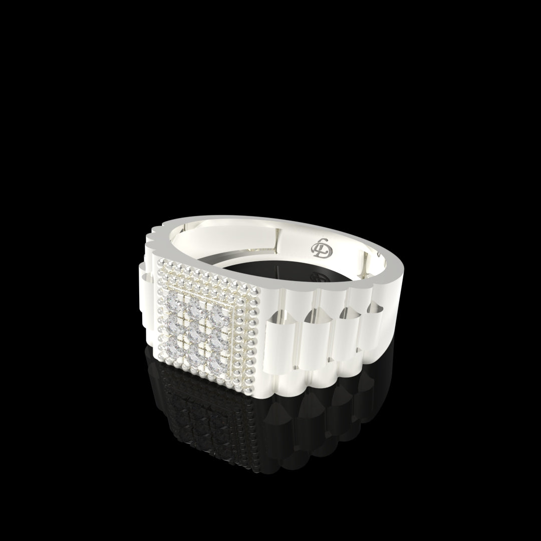 Men Silver Lab Grown Diamond Ring