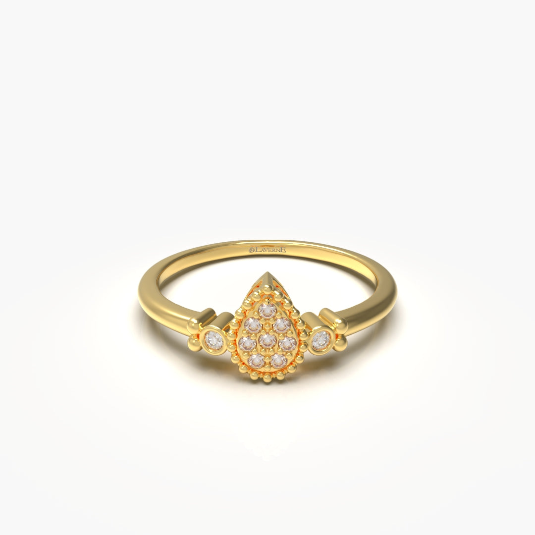 Pear Shaped Cluster of Smaller Diamonds Ring