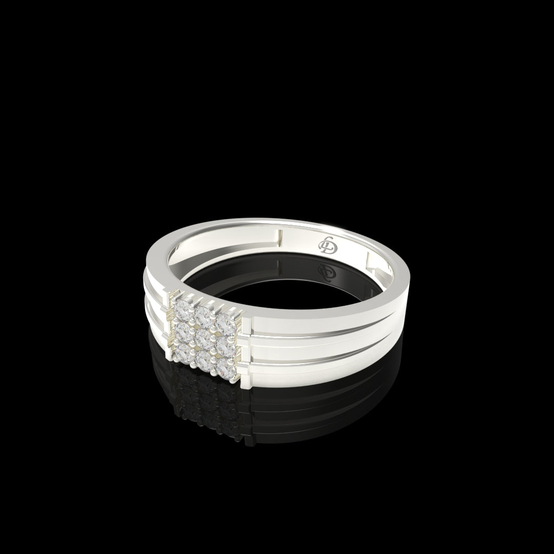 Men Silver Lab Grown Diamond Ring