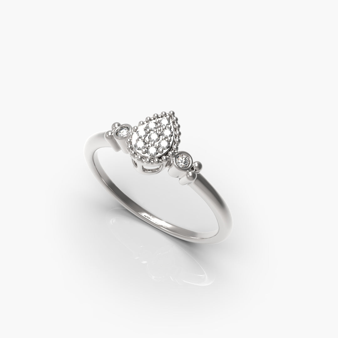 Pear Shaped Cluster of Smaller Diamonds Ring
