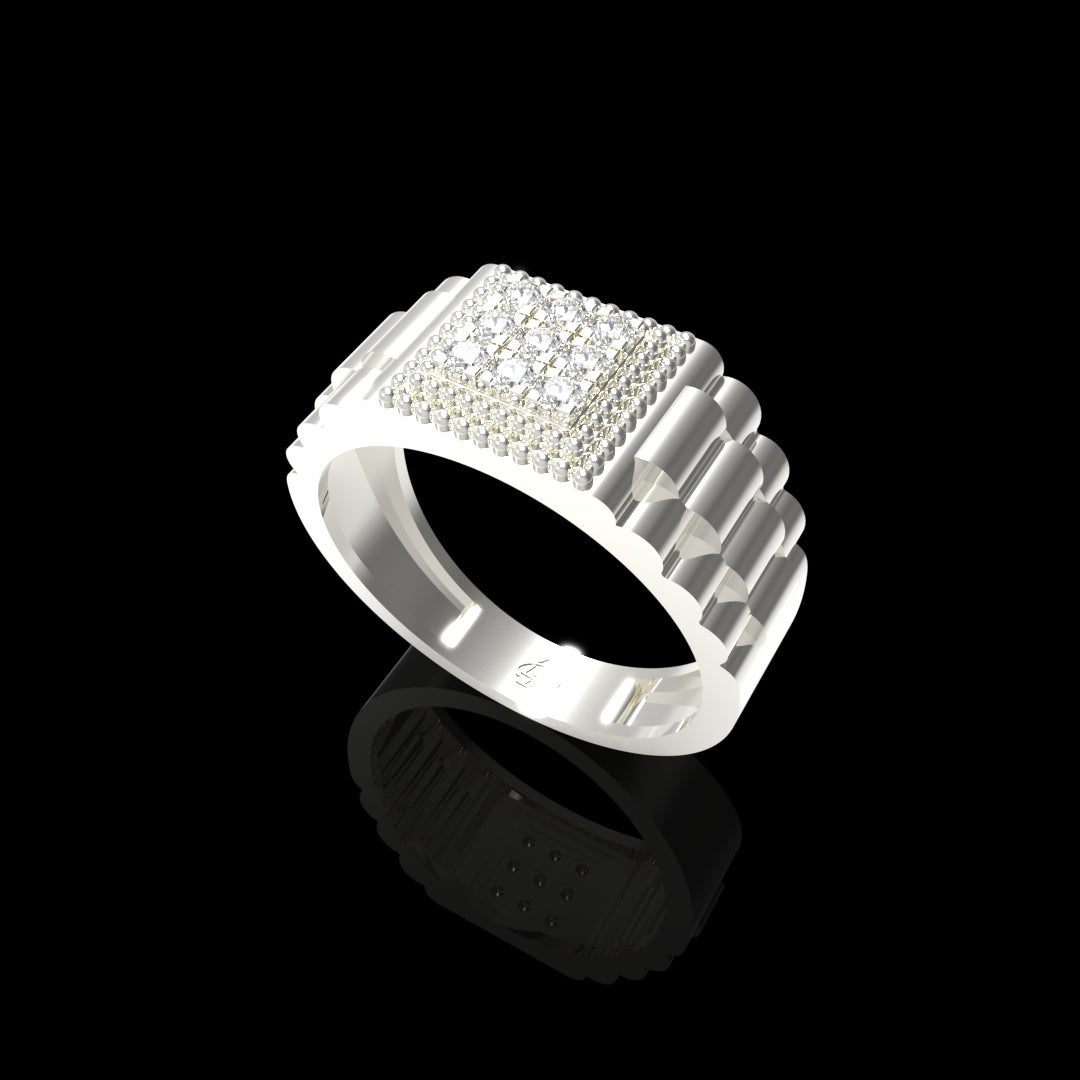 Men Silver Lab Grown Diamond Ring