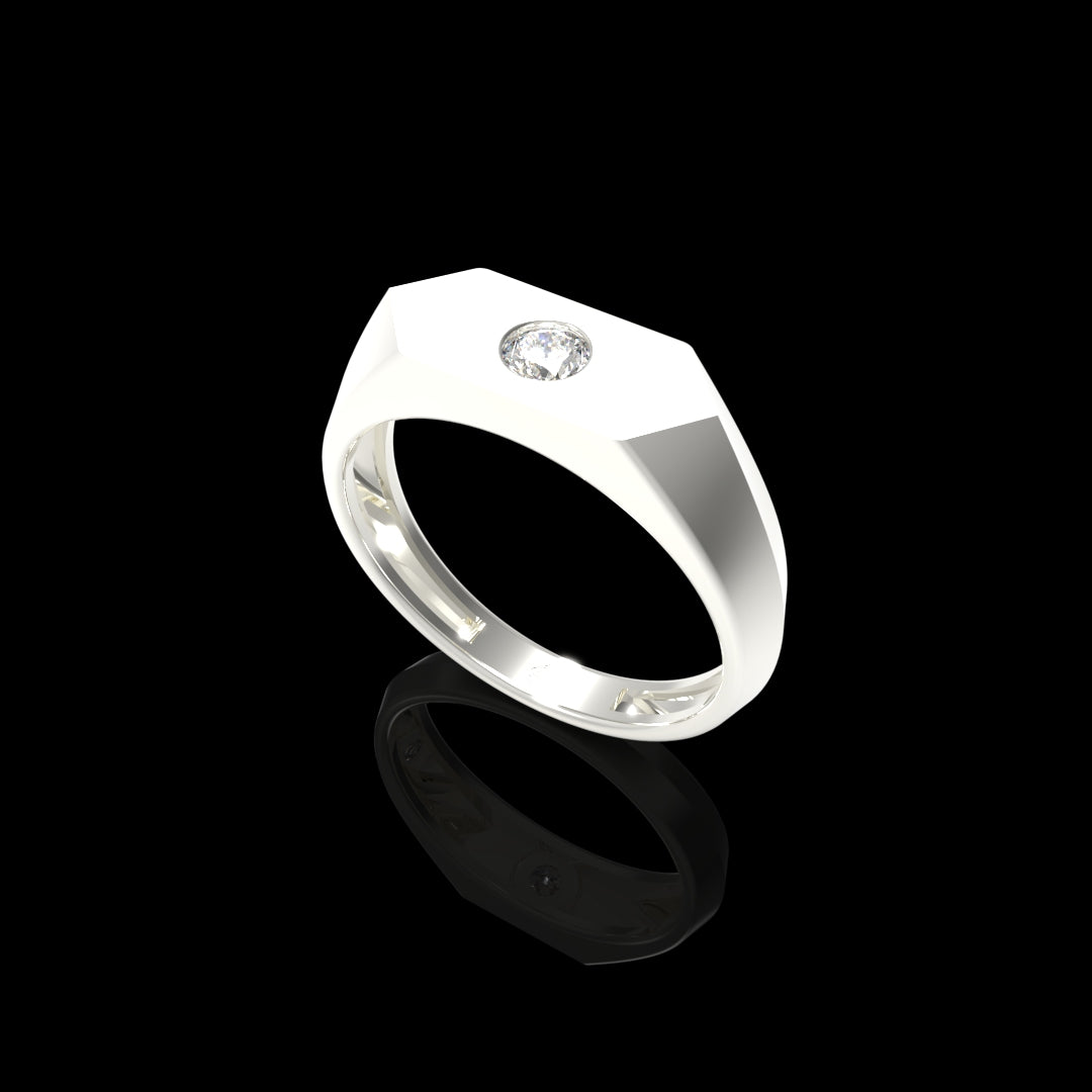 Men Silver Lab Grown Diamond Ring
