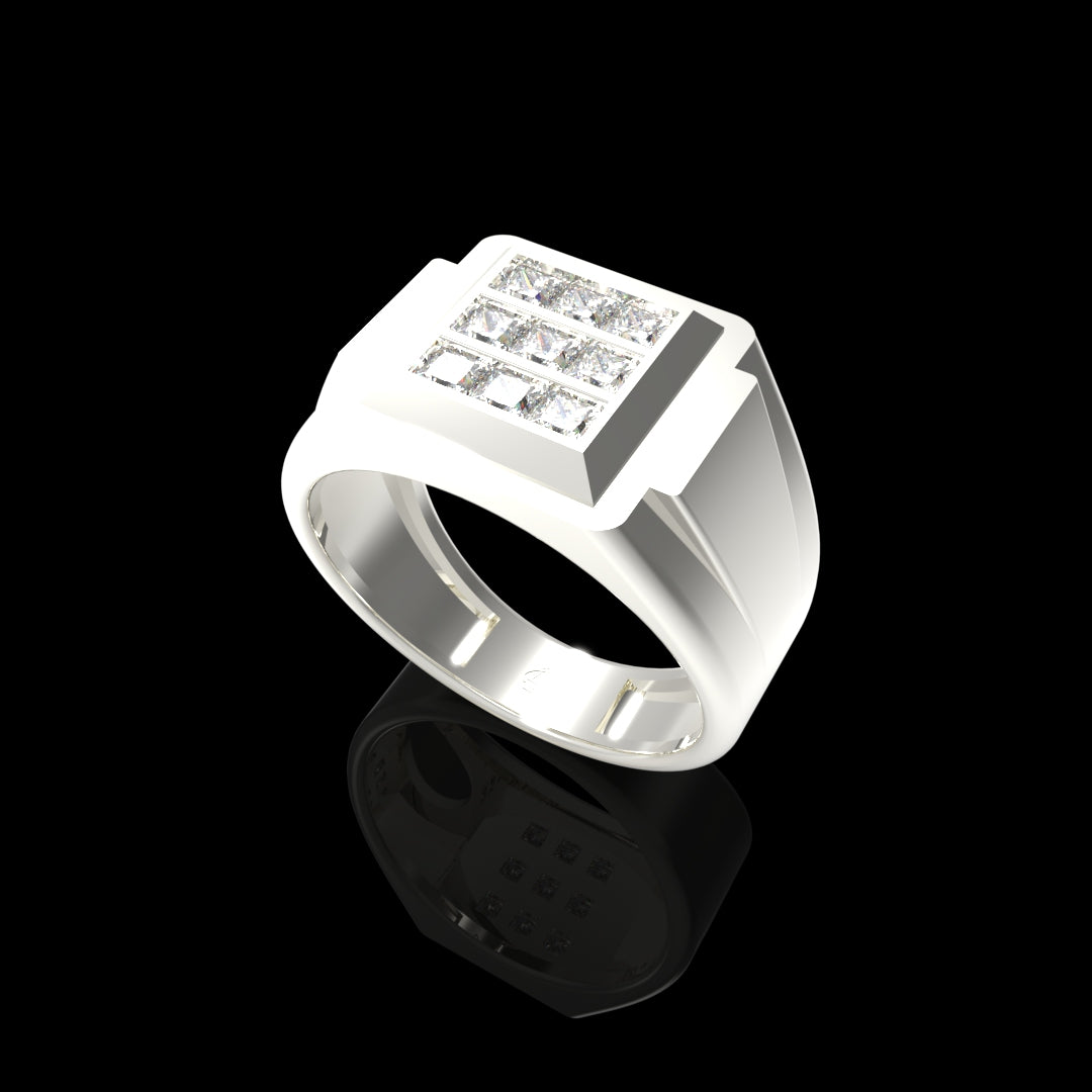 Men Silver Lab Grown Diamond Ring