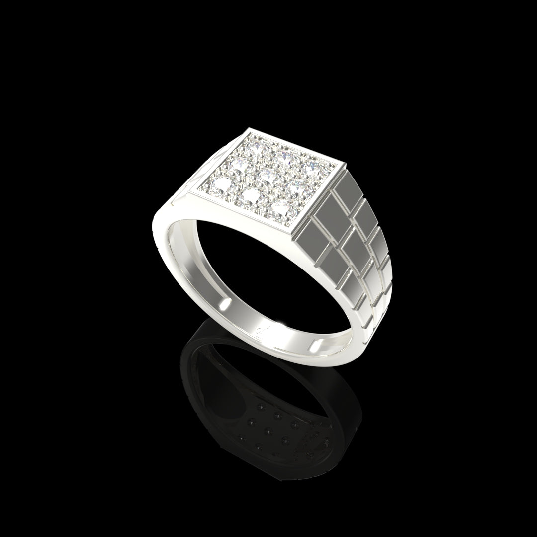 Men Silver Lab Grown Diamond Ring