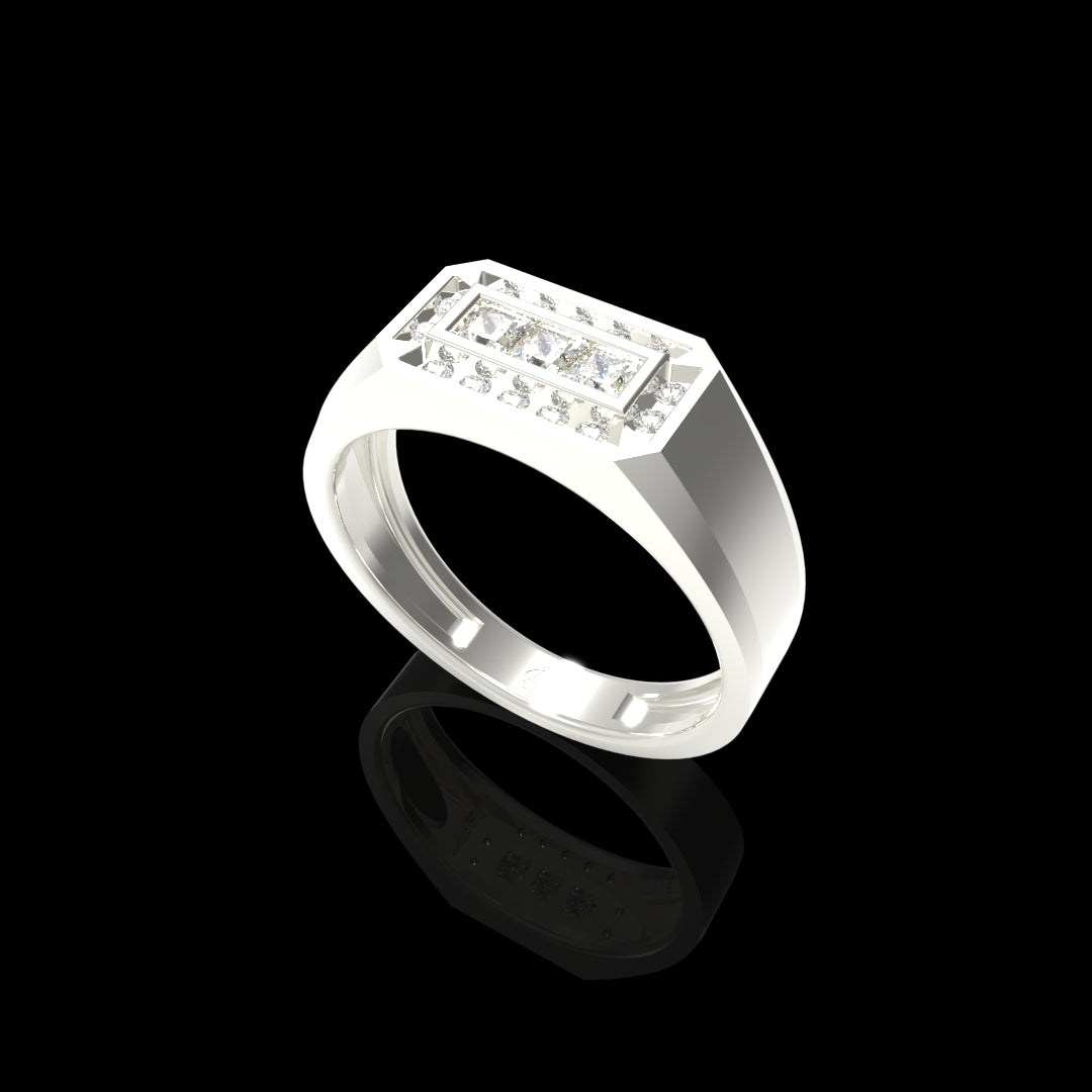 Men Silver Lab Grown Diamond Ring