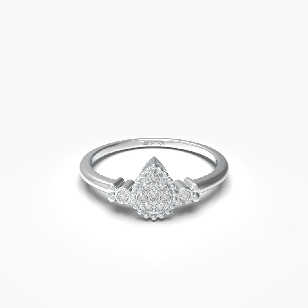 Pear Shaped Cluster of Smaller Diamonds Ring