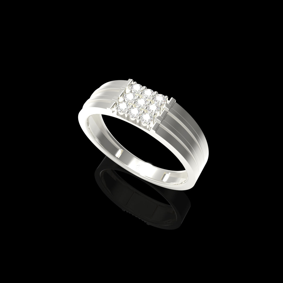 Men Silver Lab Grown Diamond Ring