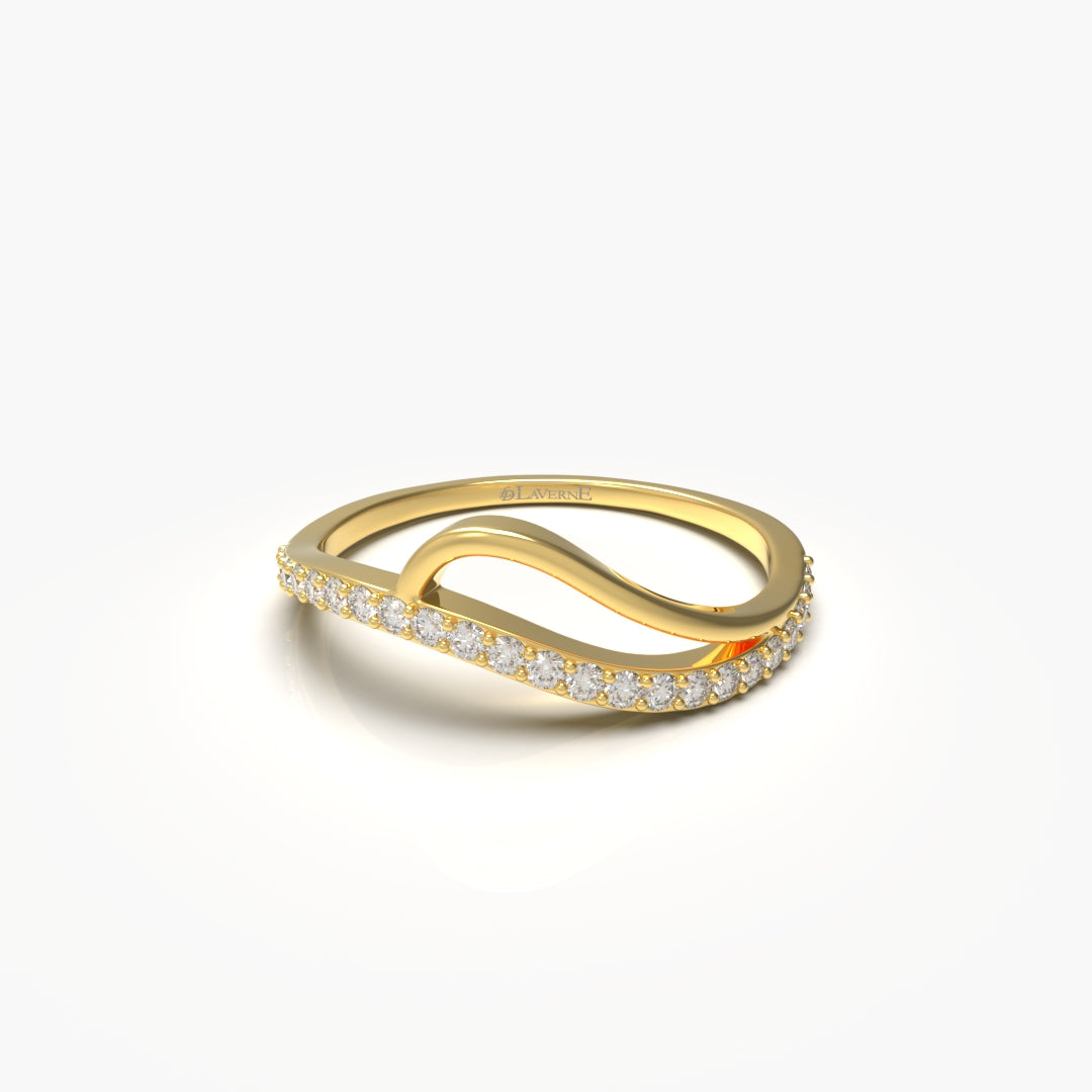 Gold Diamond Curve Ring Band