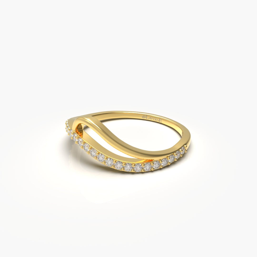 Gold Diamond Curve Ring Band