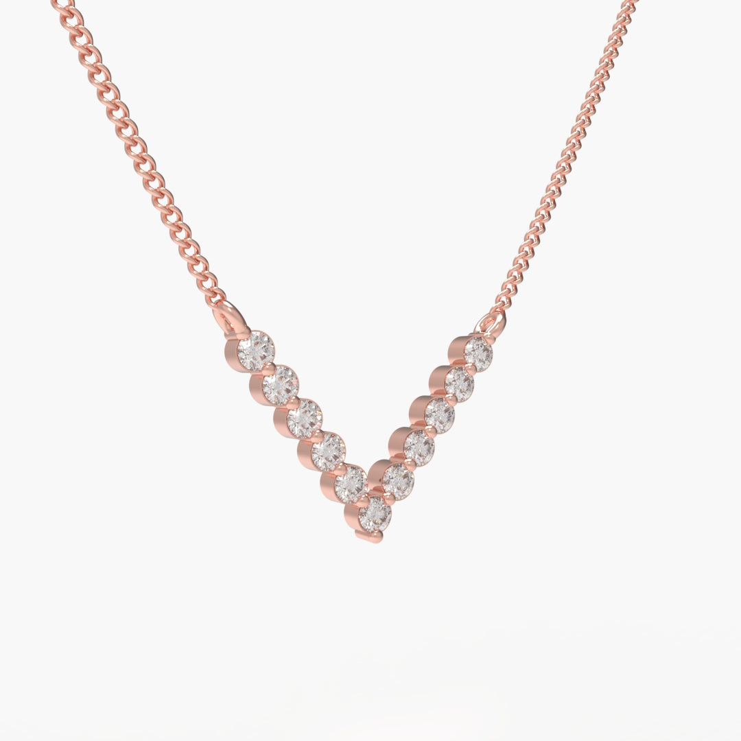 V-shaped diamond necklace