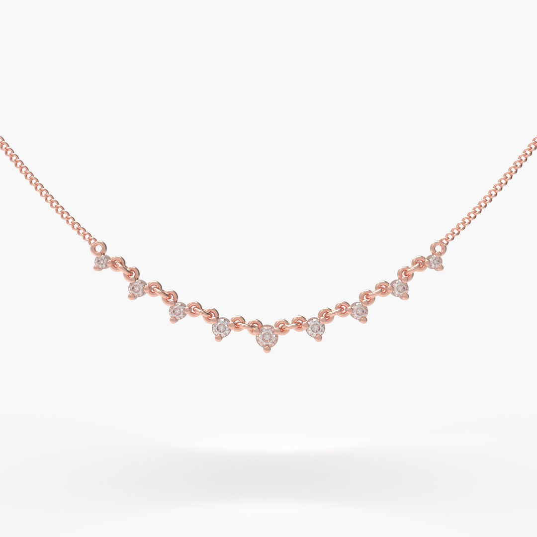 Curved Round Diamond Necklace