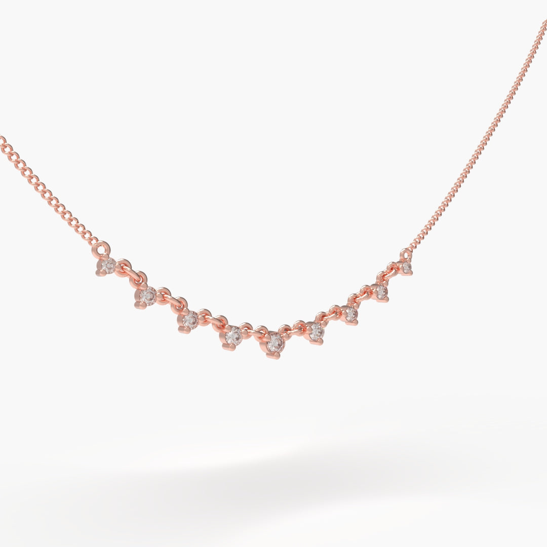 Curved Round Diamond Necklace