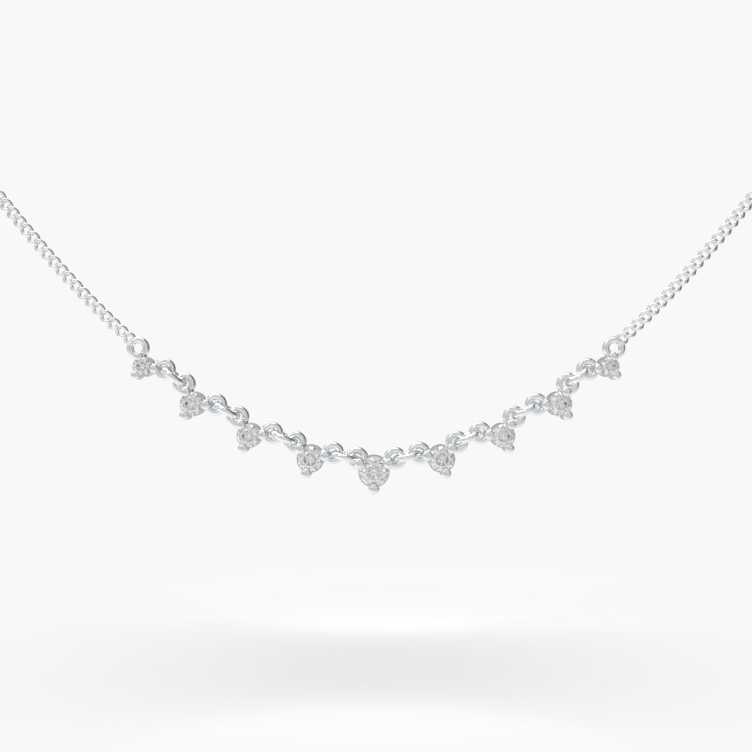 Curved Round Diamond Necklace