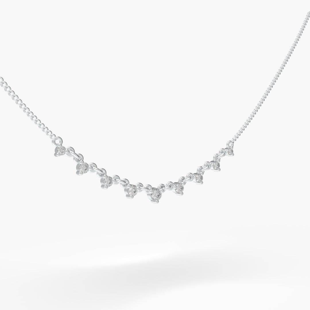 Curved Round Diamond Necklace