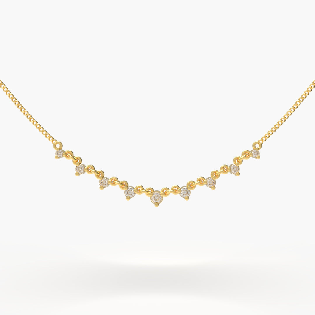 Curved Round Diamond Necklace