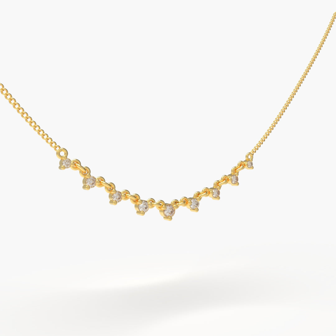 Curved Round Diamond Necklace