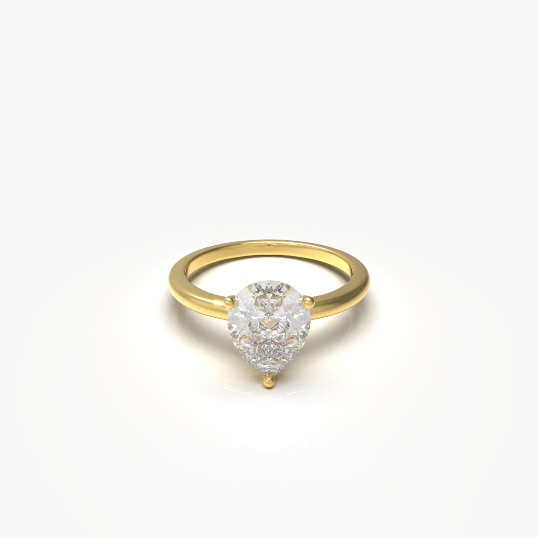 1 Carat Pear Solitaire Lab Grown Engagement Ring