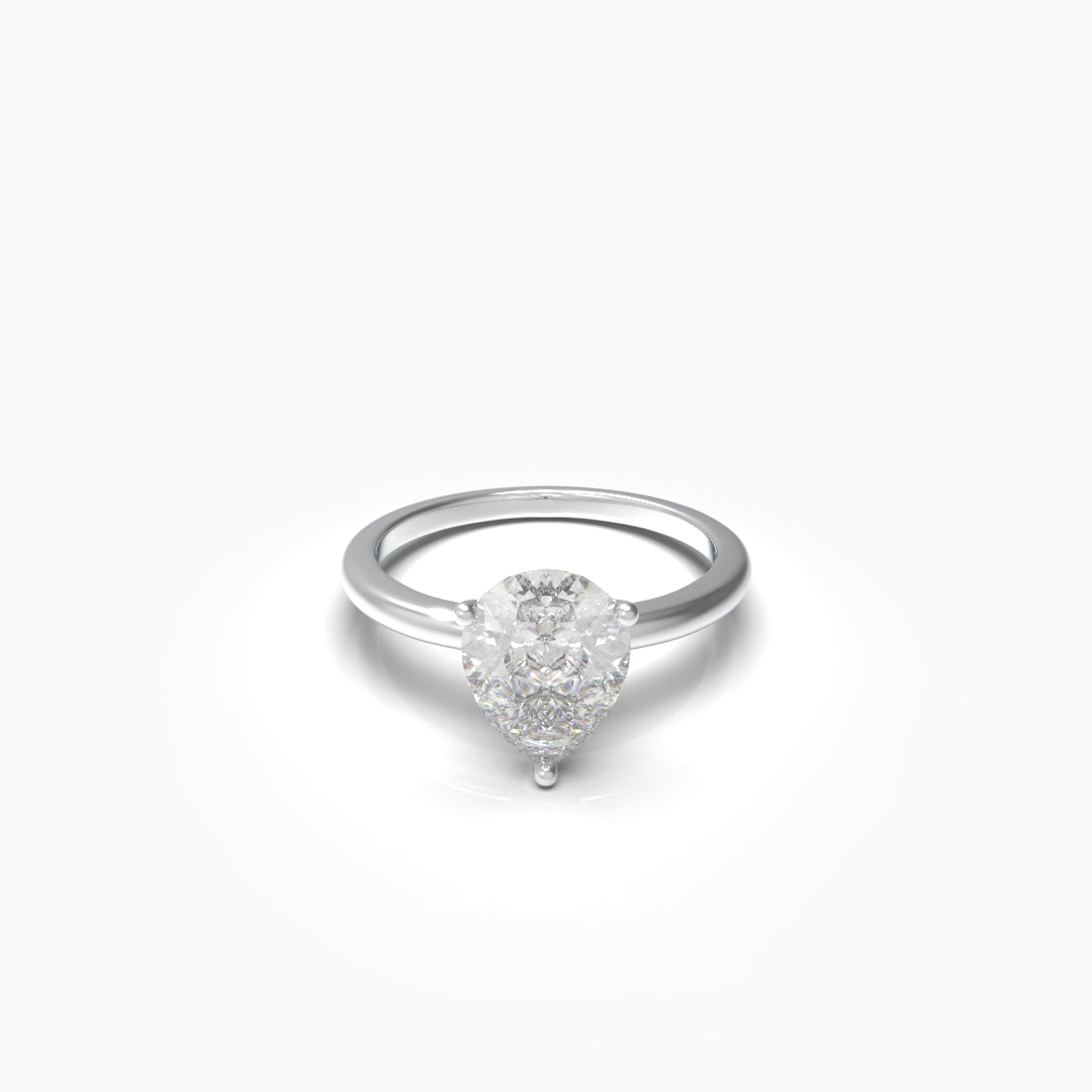 1 Carat Pear Solitaire Lab Grown Engagement Ring