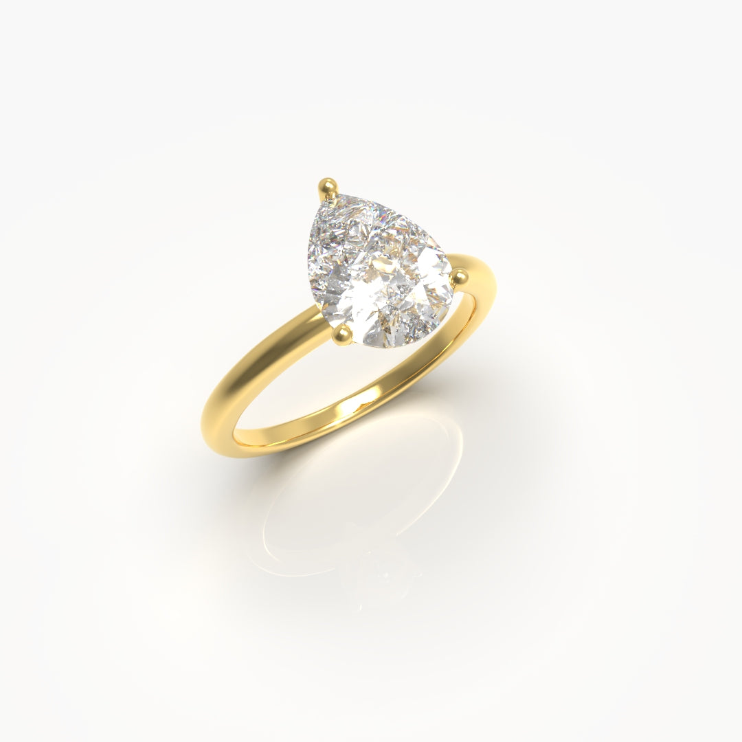 1 Carat Pear Solitaire Lab Grown Engagement Ring