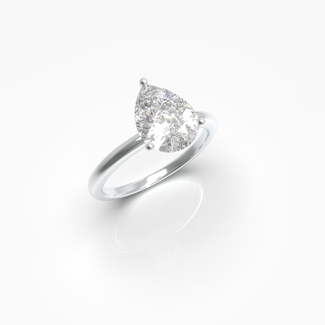 1 Carat Pear Solitaire Lab Grown Engagement Ring
