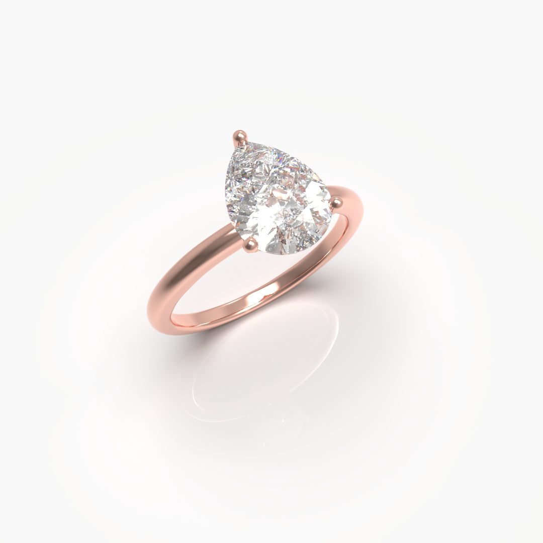 1 Carat Pear Solitaire Lab Grown Engagement Ring