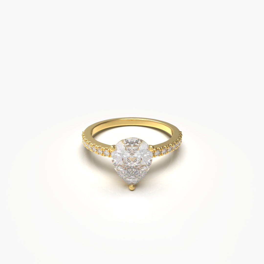 1 Carat Pear Solitaire Lab Grown Engagement Ring
