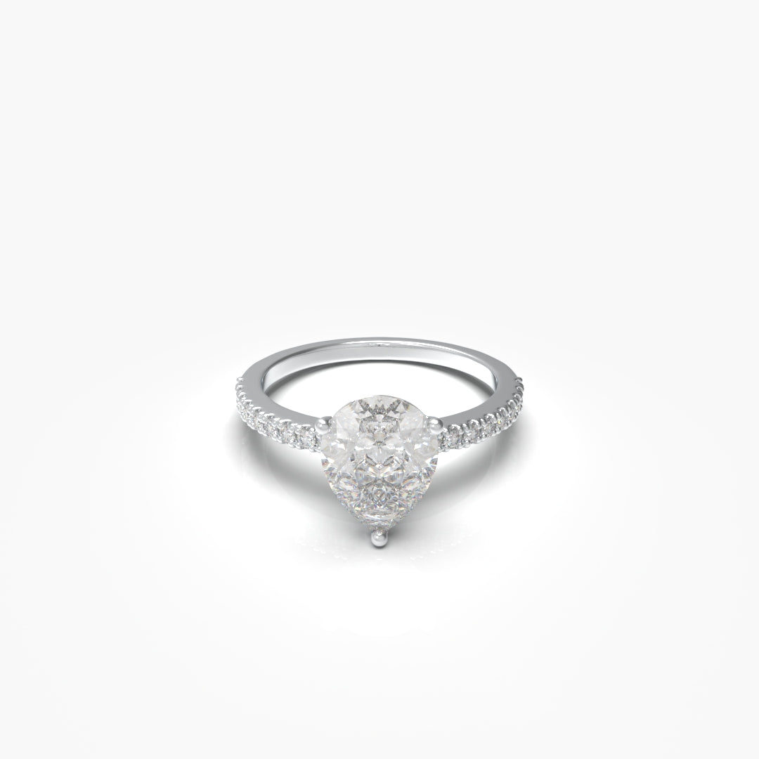 1 Carat Pear Solitaire Lab Grown Engagement Ring