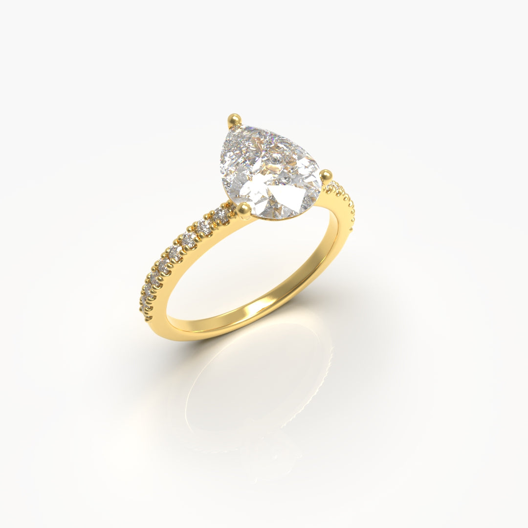 1 Carat Pear Solitaire Lab Grown Engagement Ring