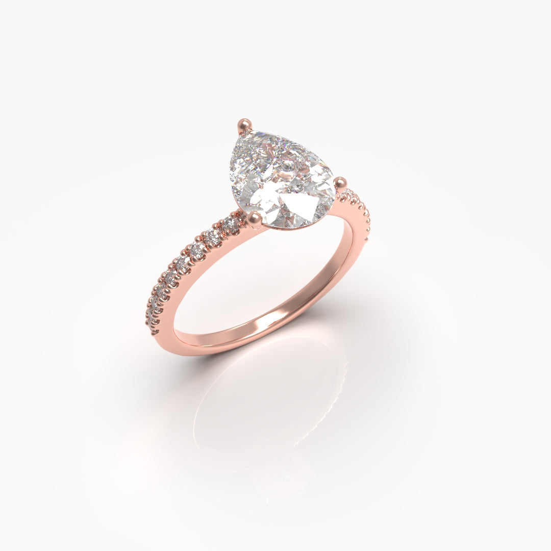 1 Carat Pear Solitaire Lab Grown Engagement Ring