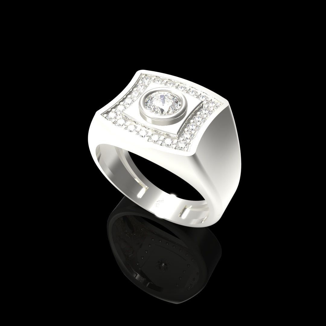 Men Silver Lab Grown Diamond Ring
