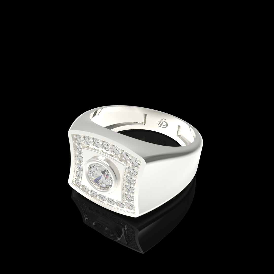 Men Silver Lab Grown Diamond Ring