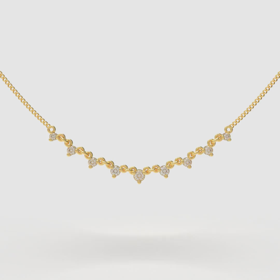 Curved Round Diamond Necklace