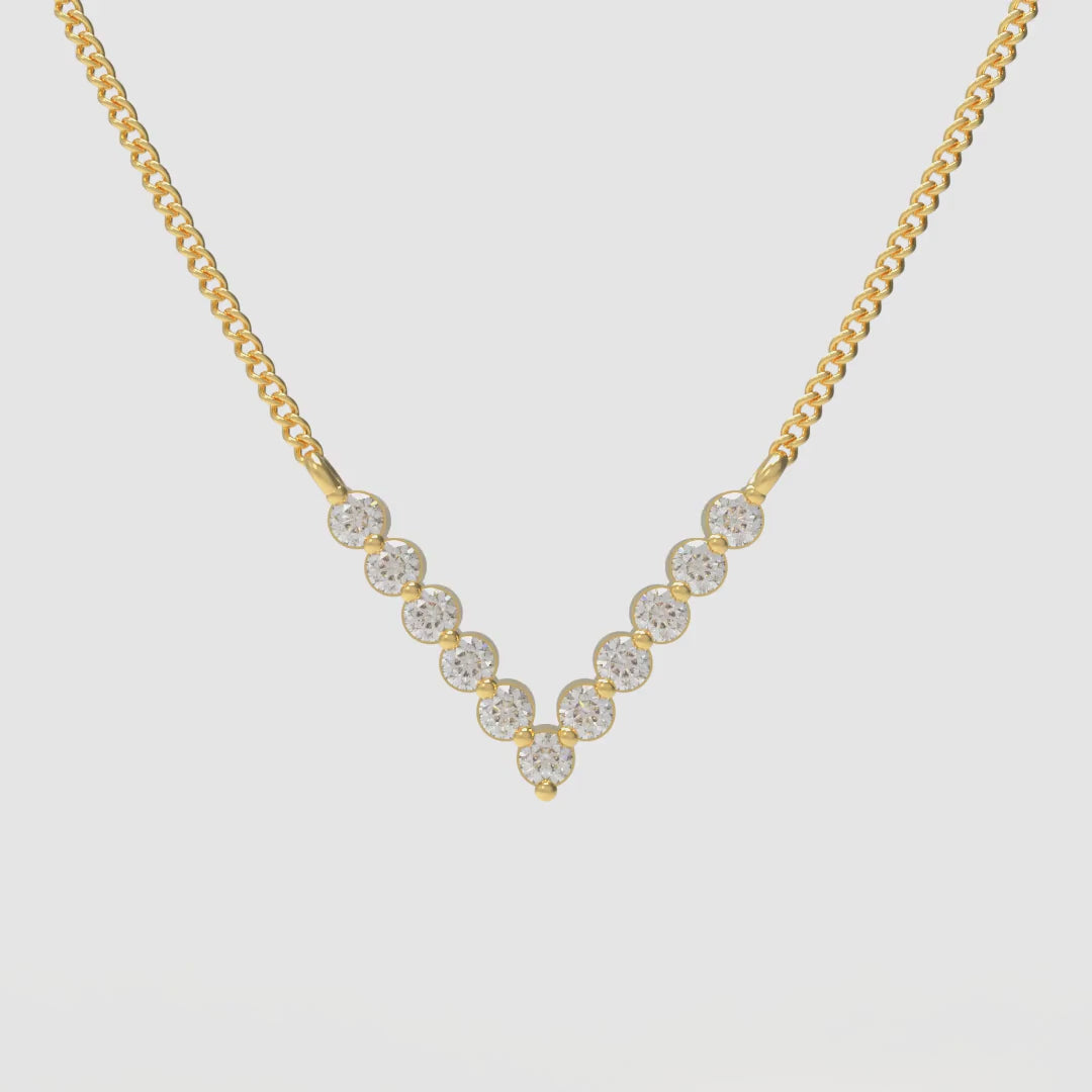 V-shaped diamond necklace